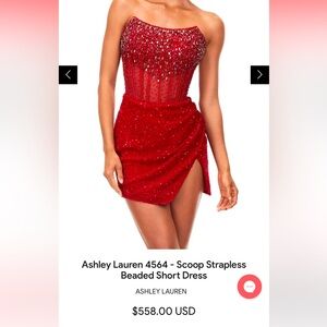 Ashley Lauren 4564 - Scoop Strapless Beaded Short Dress